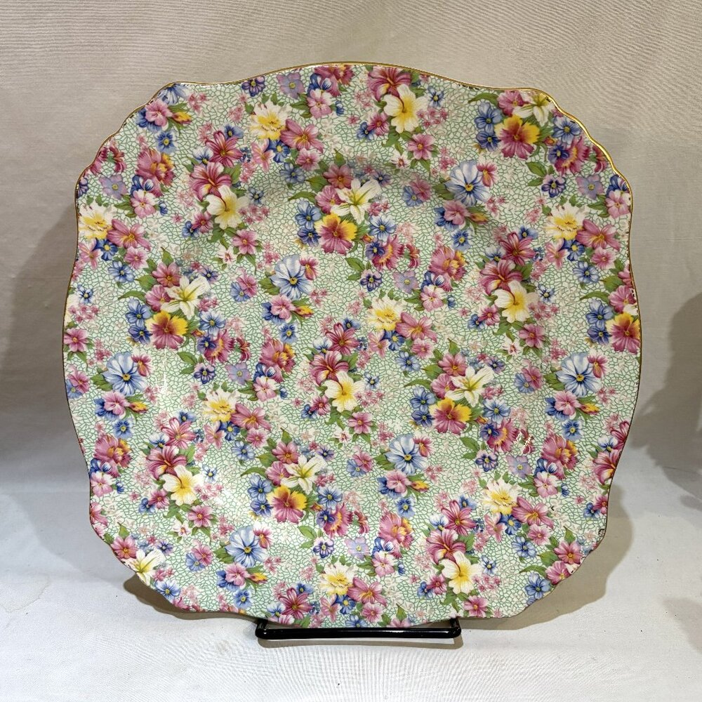 Royal Winton 1995 Grimwades Marion Square Chintz Dinner Plates 11"